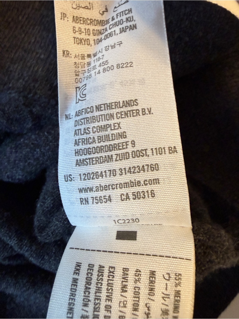 Abercrombie & Fitch Men's Charcoal Crewneck Wool Blend Medium Sweater - Picture 4 of 9
